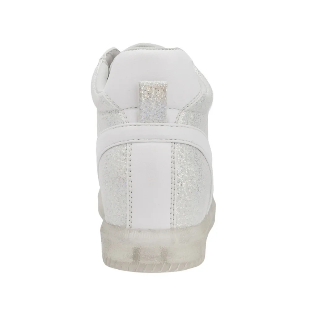 NEW Women's White Sparkly Sneakers High Top Glitter Shine Shoes 9M True Craft